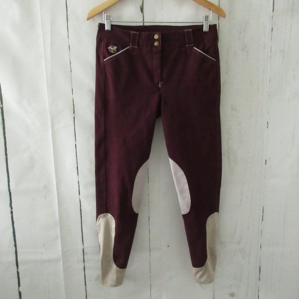 Piper Equestrian Riding Pants 26 Burgundy Breeches Horseback